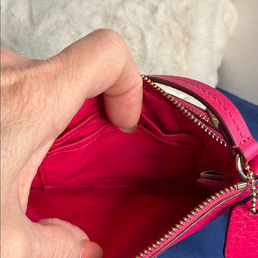 Coach Fuchsia Leather Wristlet - Picture 6 of 8